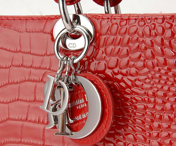 replica jumbo lady dior crocodile leather bag 6322 red